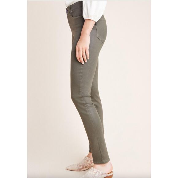 Anthropologie Paige Hoxton High-Rise Coated Ankle Skinny Olive Jeans Size 29 NWT - Picture 4 of 11